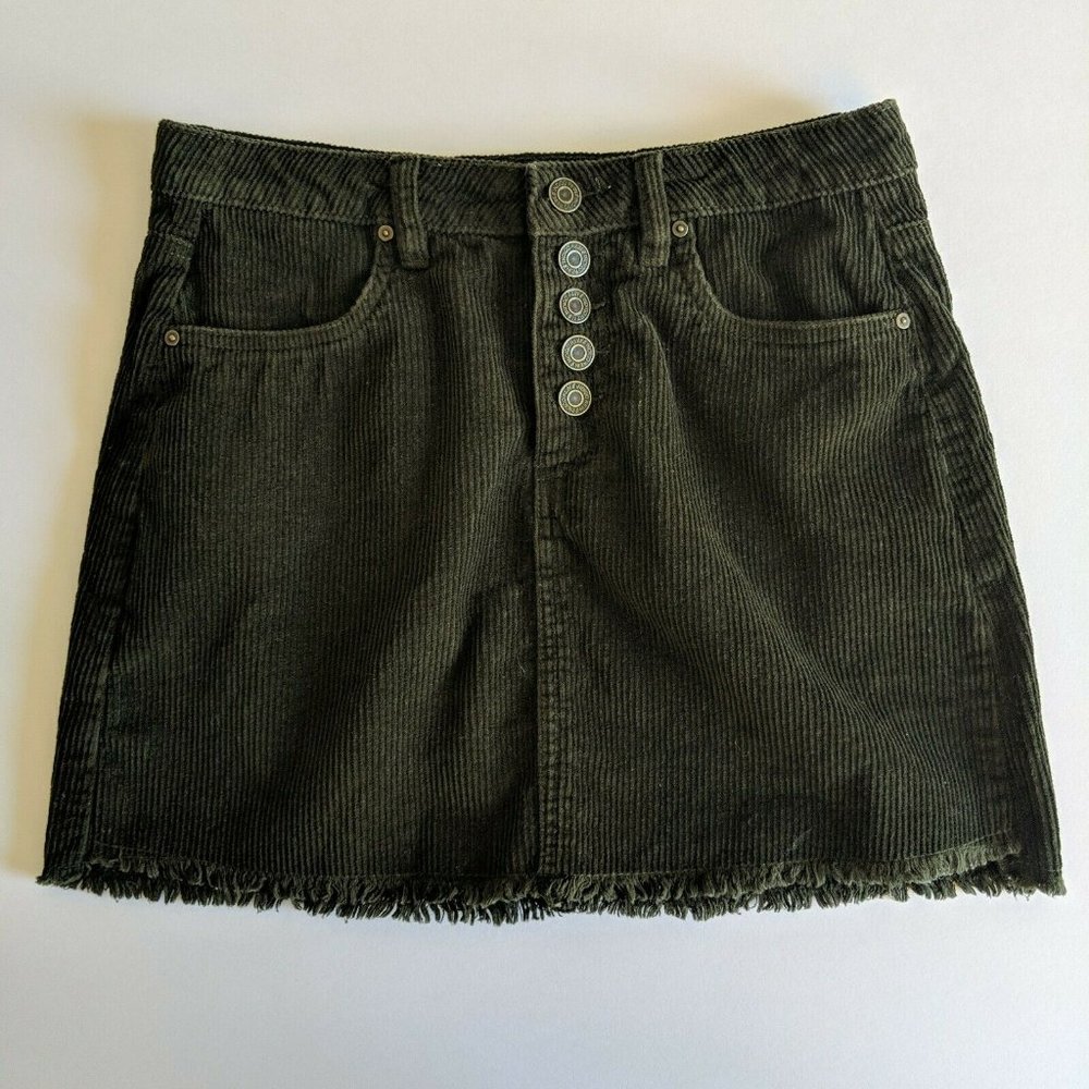 Indigo Rein Hunter Green Corduroy Button Fly Mini Skirt Women's Junior's Size 5